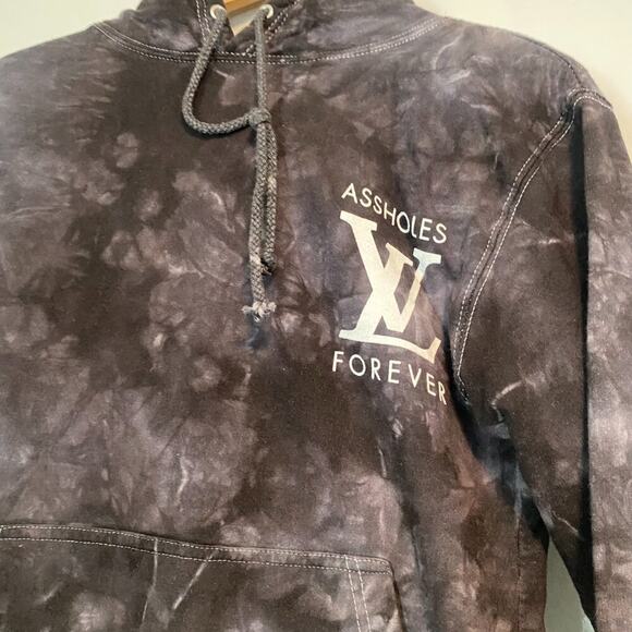 Assholes*s Live Forever LV Hoodie Sweatshirt Mens S Black Tie Dye karmaloop - Picture 3 of 5